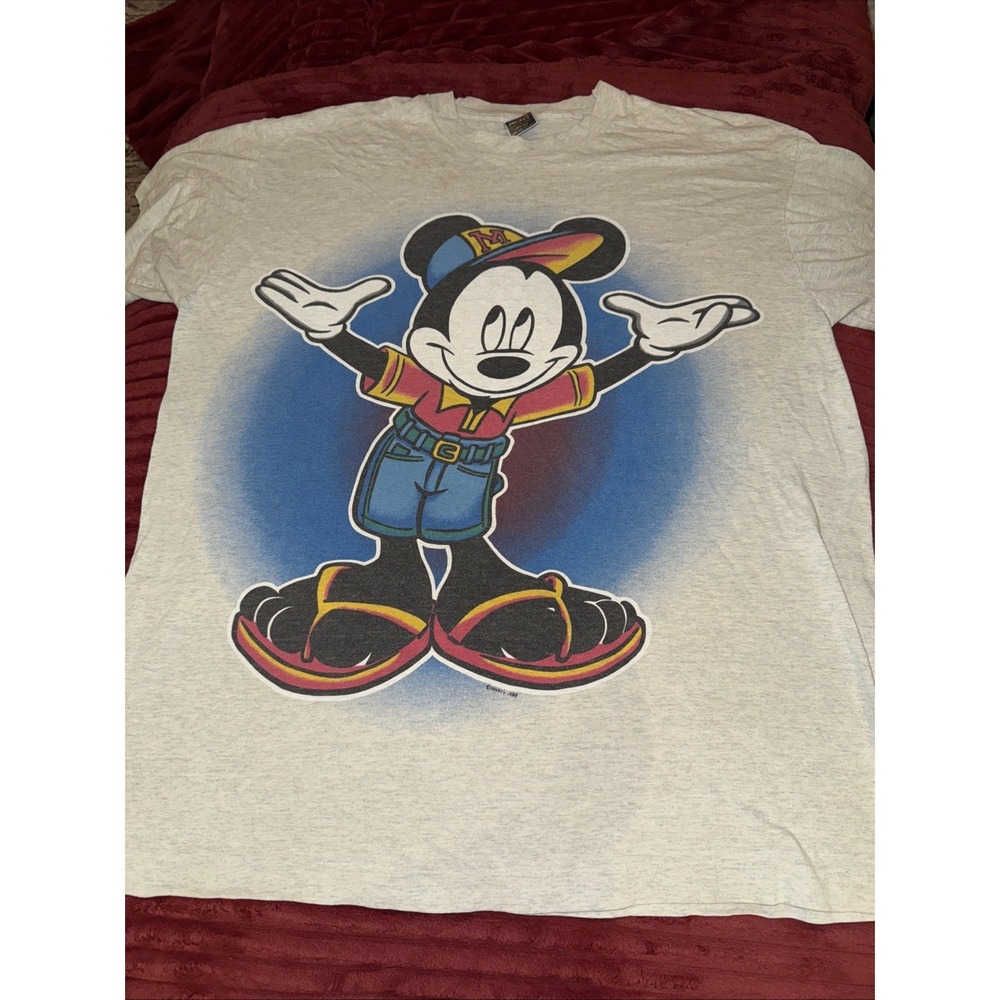Vintage 90s Mickey Mouse  Rare Disney Hip Hop Shirt size L Unlimited One Size